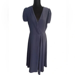Shoshanna Cap Sleeve Navy Blue Midi Dress size 8